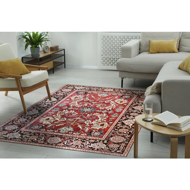 8x10 Lila Chic Red Floral Traditional Hand Knotted Wool Carpet Rug For Sale - Image 4 of 5