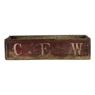 Primitive Folk Art Hand Constructed & Painted Wooden Trough/Box With Initials on It For Sale
