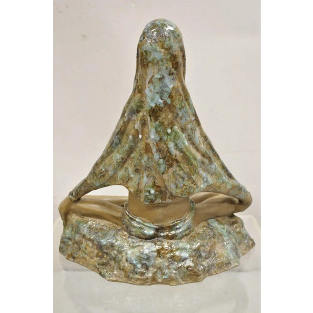 Ceramic Mid Century Modern 1960s Glazed Ceramic Pottery Meditating Elder Woman Sculpture For Sale - Image 7 of 12