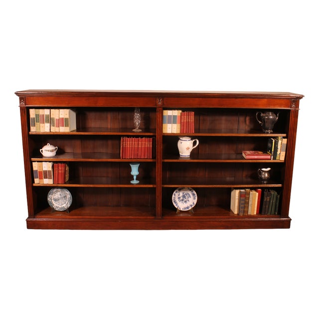 19th Century Large Mahogany Open Bookcase For Sale