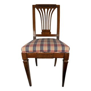 19th Century French Directoire Walnut Side Chair With Pierced Fan-Form Back For Sale