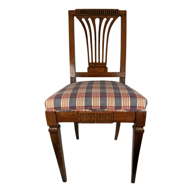 19th Century French Directoire Walnut Side Chair With Pierced Fan-Form Back For Sale