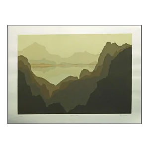 1980s Robert Wilson "Rocky Point" Signed Numbered Fine Art Serigraph Landscape