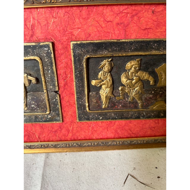1970s Asian Carved Brass Piece of Art, Framed For Sale In Atlanta - Image 6 of 8