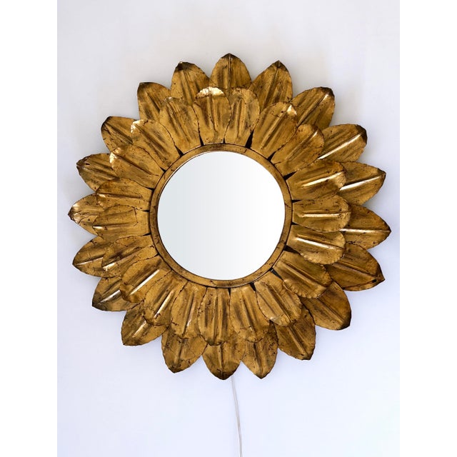 Large Mid-Century Modern Sunflower Backlit Wall Mirror, Germany, 1960s For Sale - Image 13 of 18
