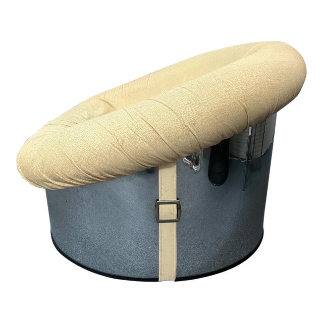 1970s Lennart Bender Style Mod Circular Bean Bag Lounge Chair With Belts For Sale