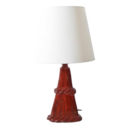 Arrabida Rope Red Table Lamp by Barracuda Interiors For Sale