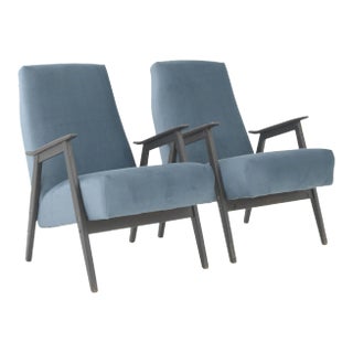 1960s Czech Upholstered Armchairs, a Pair For Sale