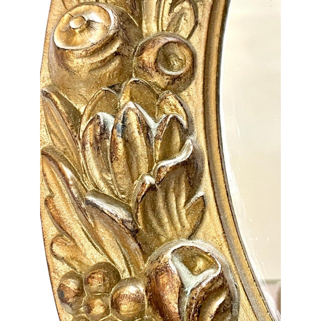 Mid 20th Century Vintage Italian Gold Resin Circular Mirror For Sale - Image 5 of 16