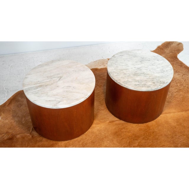 1980s Architectural Supplements for Habitat Carrara Marble Drums - A Pair For Sale In Boston - Image 6 of 18