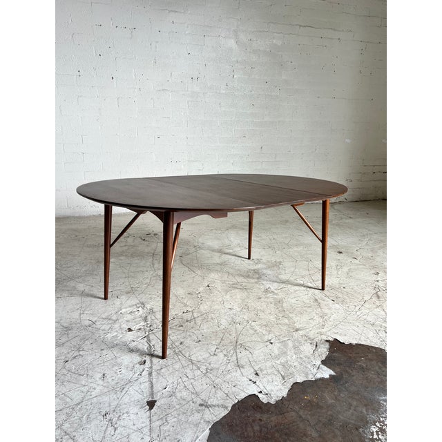 Mid Century Modern Oval Walnut Dining Table For Sale - Image 4 of 7