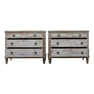 Antique Swedish Hand Painted Chest of Drawers, 1870, Set of 2 For Sale