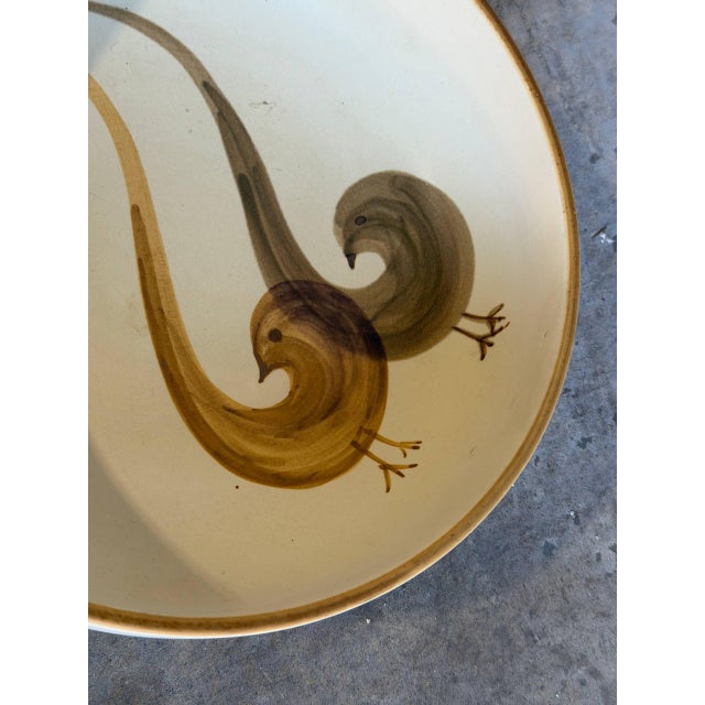 1960s Mid-Century Modern Large Serving Bowl Hand Painted Birds Søholm Keramik Denmark For Sale - Image 4 of 10