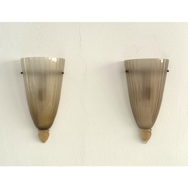 Large Italian Murano Glass Wall Sconces, 1970s, Set of 2 For Sale - Image 16 of 16