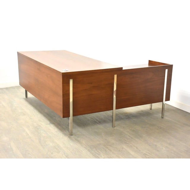 Harvey Probber Walnut & Chrome L Shaped Desk For Sale - Image 11 of 13