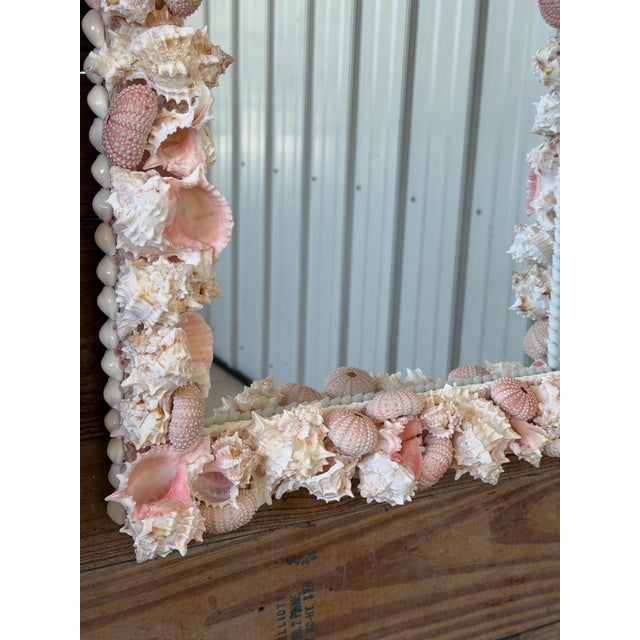 Custom Coastal Organic Sculptural Pink Seashell Wall Mirror For Sale - Image 10 of 12