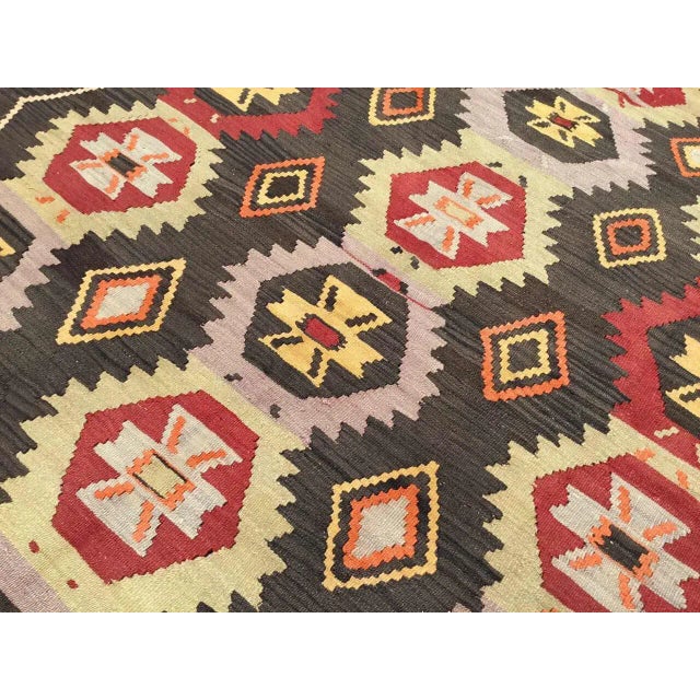 Textile Vintage Turkish Kilim Rug - 68.5" X 110" For Sale - Image 7 of 9
