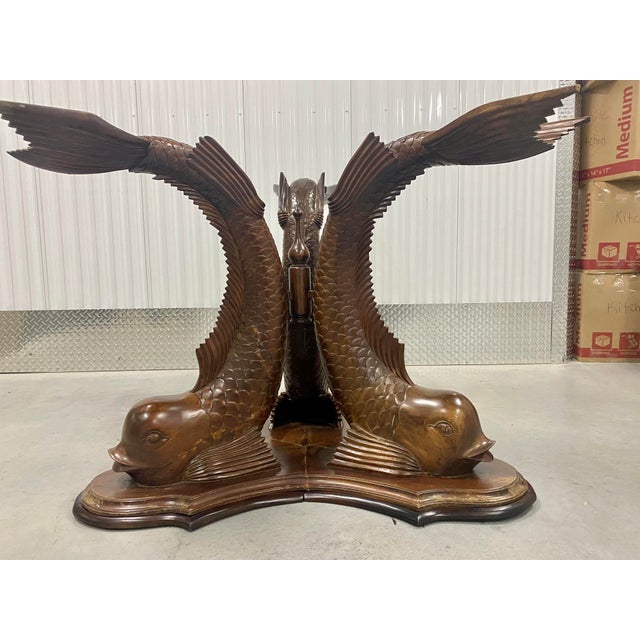 1980s Carved Wood Koi Fish Pedestal Dining Base Chairish