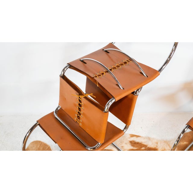 1970s Mies Van Der Rohe Attr. 'Mr10'. Cognac Leather Chairs - Set of 4 For Sale - Image 16 of 17