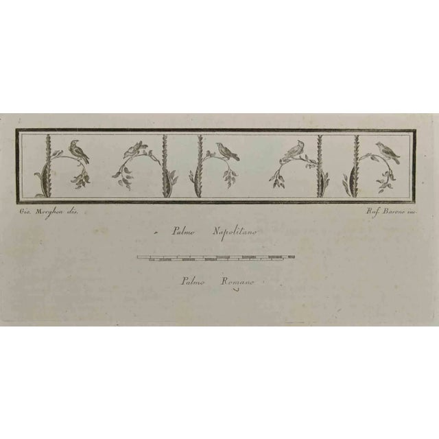 Sparrows On Boughs, Roman Fresco from "Antiquities of Herculaneum" is an etching on paper realized by Raffaele Barone in...