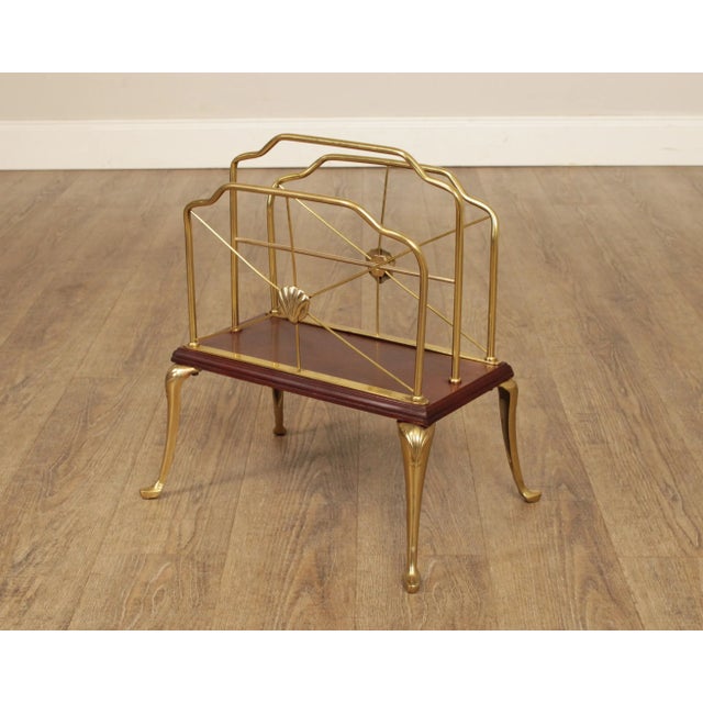 Decorative Crafts Inc. Regency Style Brass and Cherry Magazine Racks - A Pair For Sale In Philadelphia - Image 6 of 13