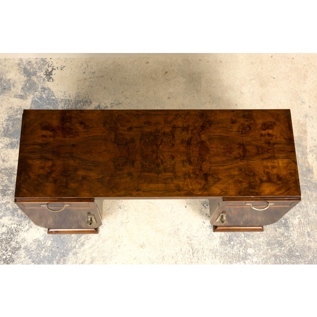 Art Deco French Art Deco Walnut Burl Pedestal Desk, 1930s For Sale - Image 3 of 18