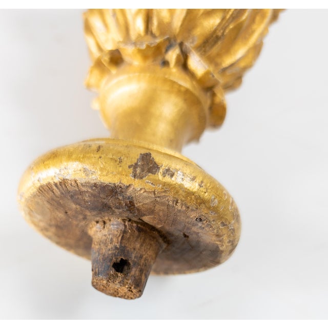 Gold 19th Century Carved Giltwood Flaming Urn Finial in Georgian or Federal Style For Sale - Image 8 of 10