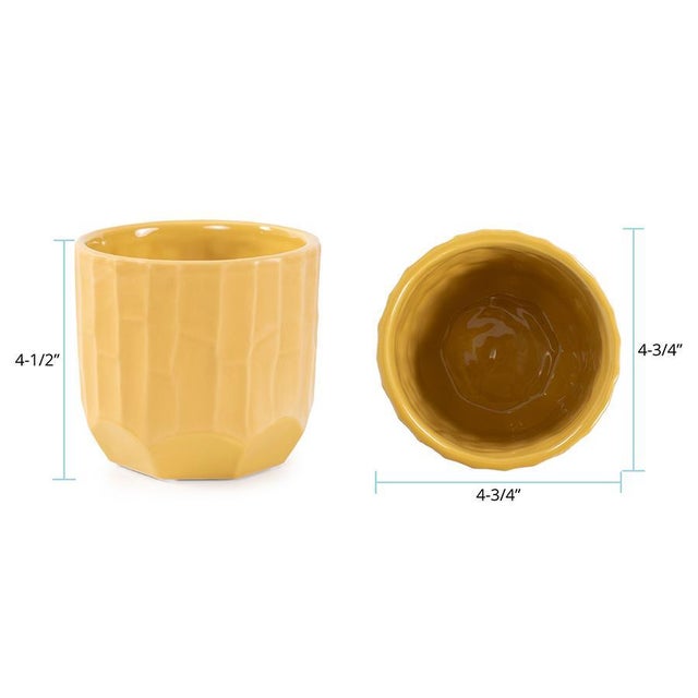 Ceramic Golden Bee Ceramic Cache Pot- Short For Sale - Image 7 of 9