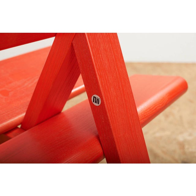Ash Wood Bench in Stained and Lacquered Red for the Frankfurt Book Fair by Moritz Schmid for Röthlisberger, 2014 For Sale - Image 9 of 12