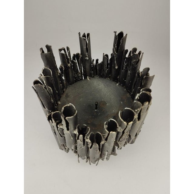 Metal Brutalist Grey Iron Candlestick For Sale - Image 7 of 9