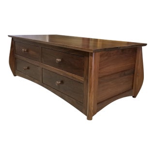 Walnut Coffee Table With Four Drawers For Sale