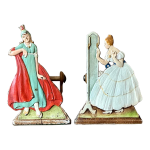 Vintage Boho Cast Iron Lady Spools - Set of Two