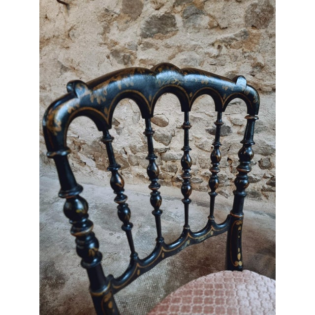 Set of Antique Napoleon III Chairs in Ebonized Wood with Upholstered Seat For Sale - Image 13 of 18