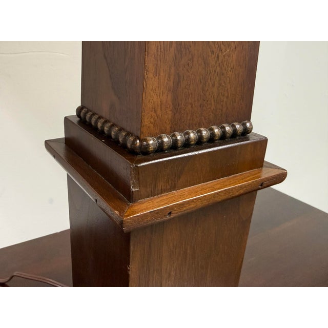 Late 20th Century Arts & Crafts Tapered Wood Column Table Lamp For Sale - Image 10 of 12