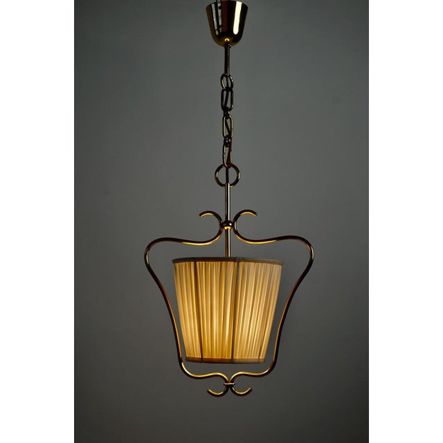 White Austrian Pendant in Brass with Silk Shades by Rupert Nikoll, 1955 For Sale - Image 8 of 13