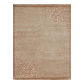 2010s Rug & Kilim’s Chinese Style Art Deco Rug in Tones of Brown With Floral Patterns For Sale