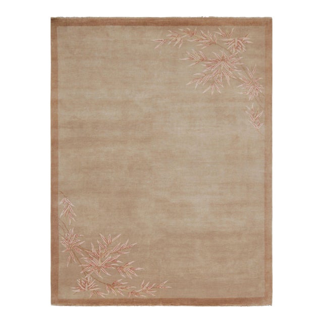 2010s Rug & Kilim’s Chinese Style Art Deco Rug in Tones of Brown With Floral Patterns For Sale