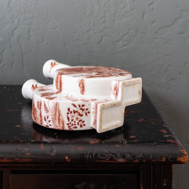 Porcelain Double Moon Flask Vase With Red Hand Painted Country Scene For Sale - Image 12 of 18