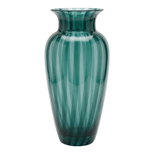 Vintage VeArt Cane Glass Vase With Original Label For Sale