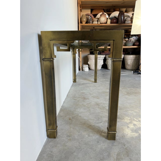 Hollywood Regency Mastercraft Greek Key Brass Console Table/ Sold For Sale - Image 9 of 12