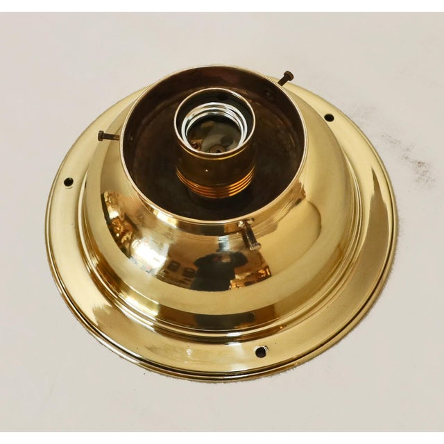 Gold Art Nouveau Art Deco Ceiling Lamp in Brass and Glass, 1920s For Sale - Image 8 of 12