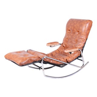 Mid-Century Rocking Reclining Armchair in Chrome by Lama, France, 1960s For Sale