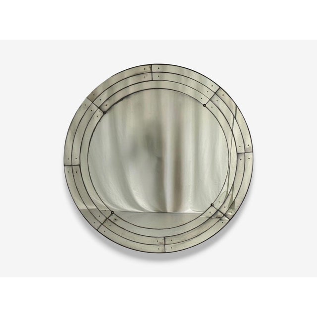 Early 21st Century Art Deco Style, Antique Glass, Painted Wood, Round Venetian Wall Mirrors For Sale - Image 5 of 8