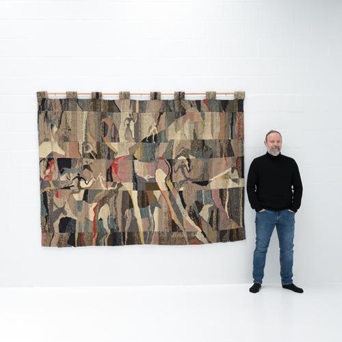 Abstracted Figurative Rug in Fabric For Sale - Image 9 of 18