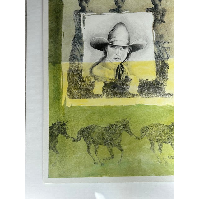 Early 21st Century Surreal Green Equine and Portrait Painting by Mike Tabor For Sale - Image 5 of 6