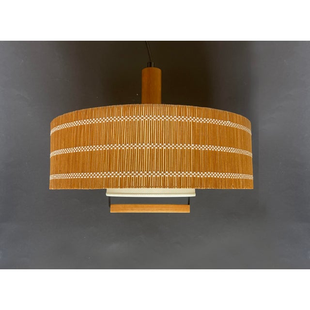 Mid-Century Scandinavian Teak Pendant Disc, 1965 For Sale - Image 4 of 14