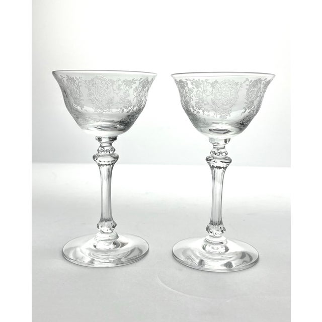 Tiffin Franciscan “Love Lace” Pair of Liquor Cocktail Glasses 5 1/4” 4oz Excellent condition. No chips, cracks, or...