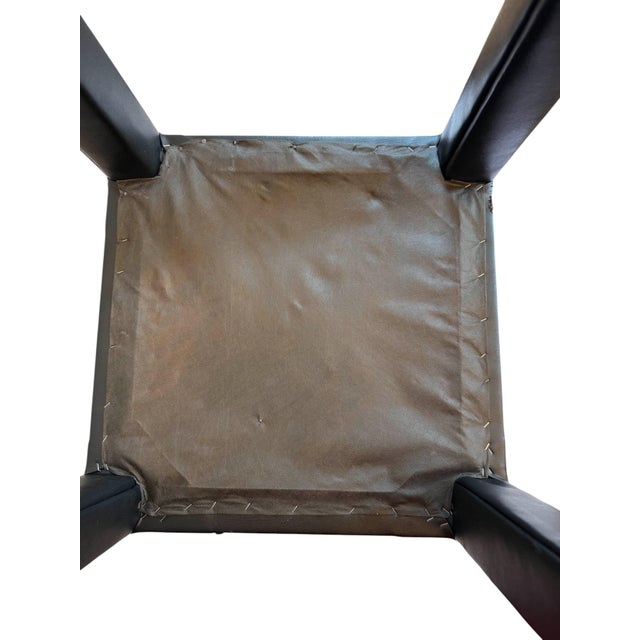 Mid 20th Century Faux Leather Black Parsons Style Stool For Sale - Image 12 of 12