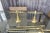 Brass Late 20th Century Aesthetic English Brass Fireplace Andiron Set - 5 Pieces For Sale - Image 8 of 13