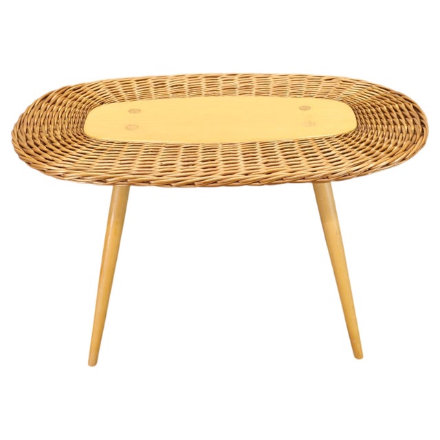 Rattan Coffee Table by Jan Kalous, Czechoslovakia, 1970s For Sale - Image 12 of 12